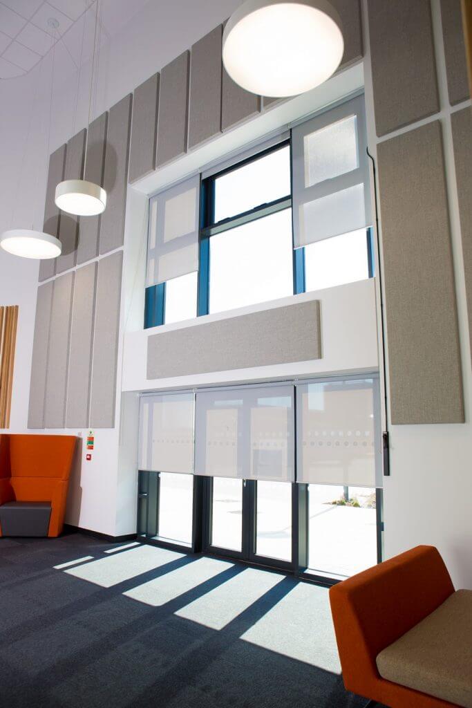 swansea university bay campus interior view, blinds open
